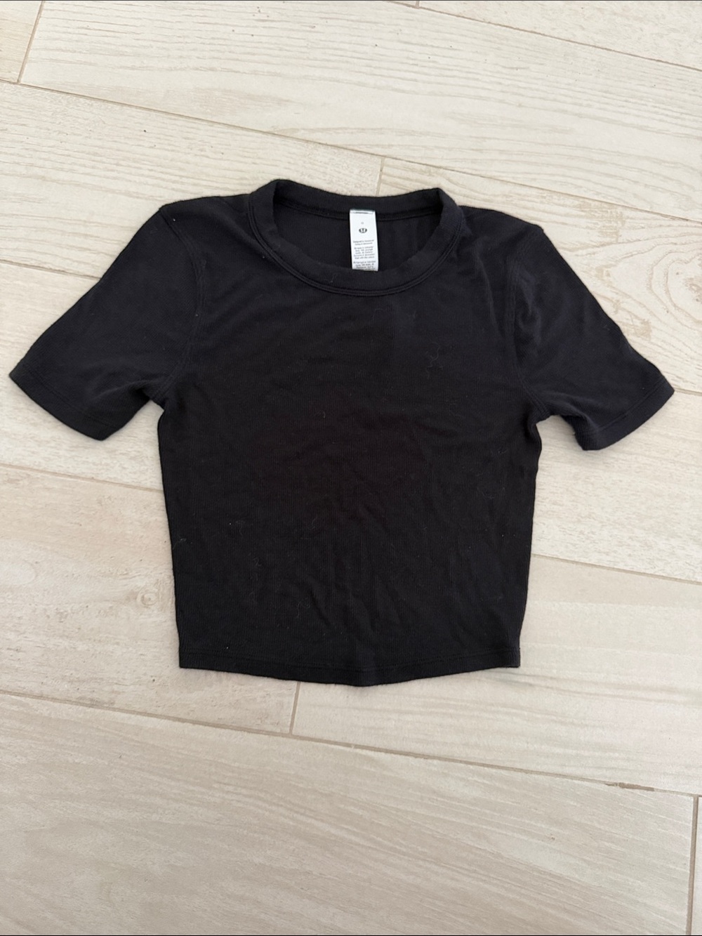 lululemon athletica Black Cropped Crew Tee